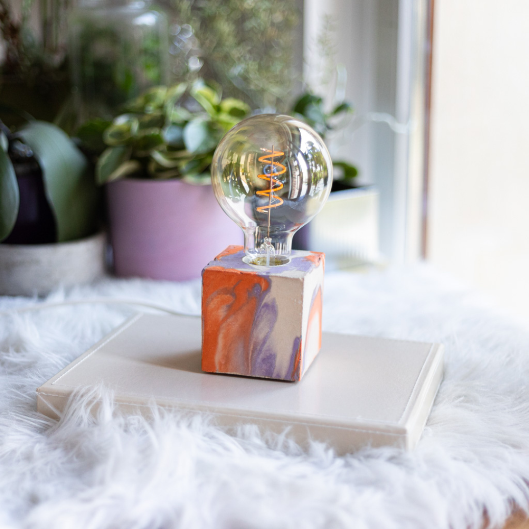 Lampe Tie&Dye - Béton Orange et Lilas