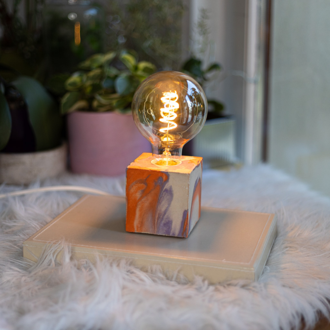 Lampe Tie&Dye - Béton Orange et Lilas
