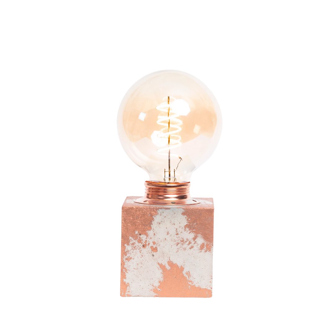 Lampe Béton Patiné - Béton Beige & Patine Cuivrée