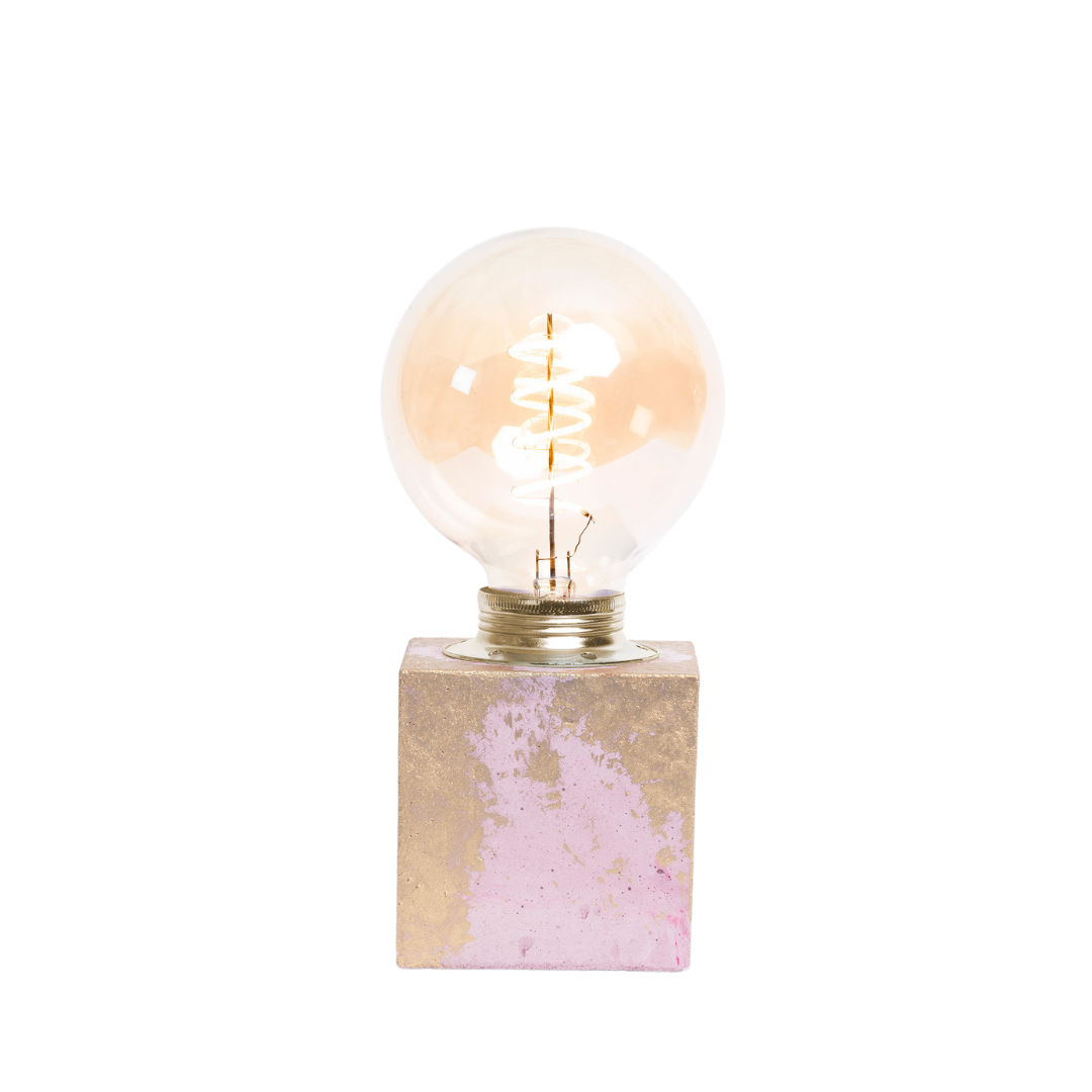 Lampe Béton Patiné - Béton Rose & Patine Dorée