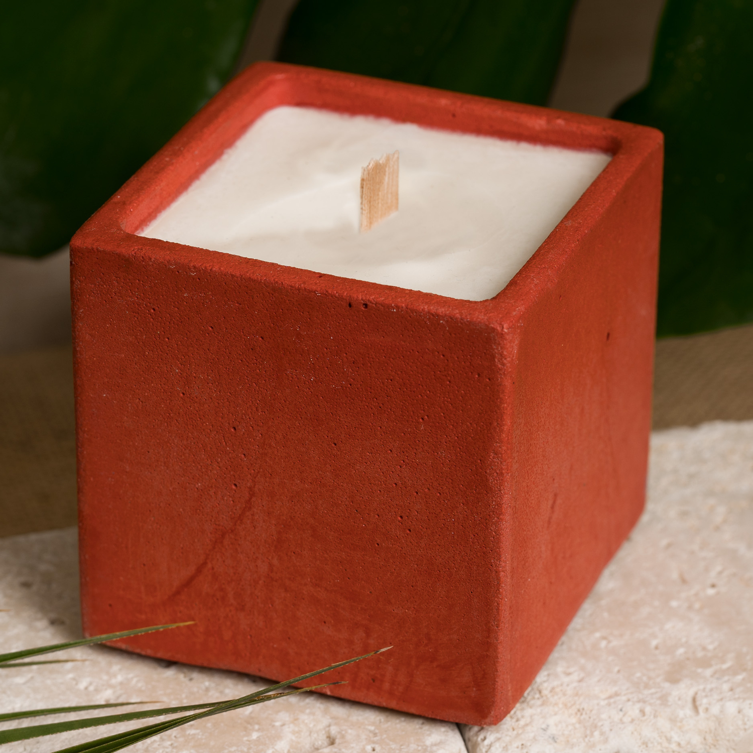 Bougie Cube - Béton Rouge