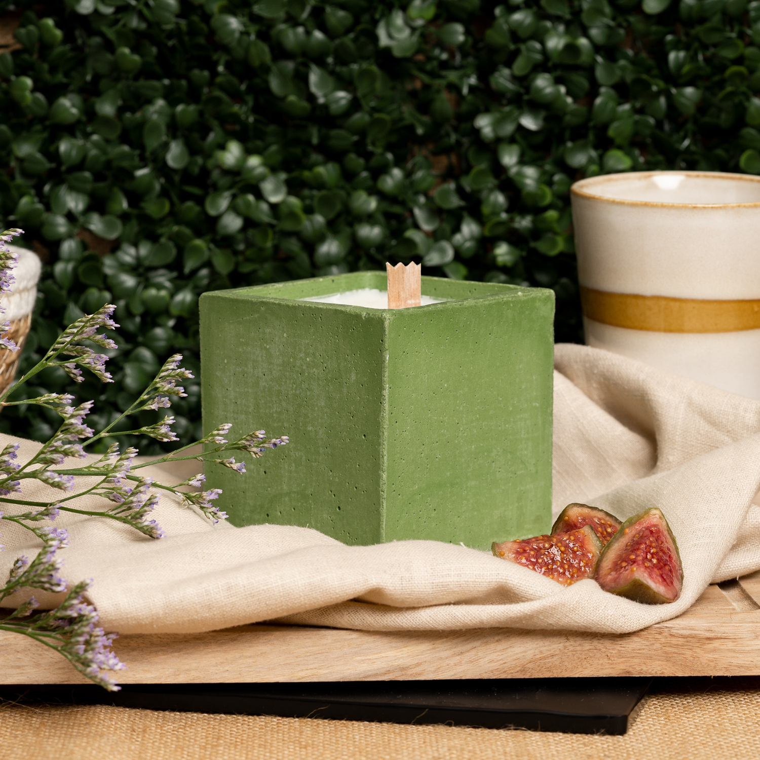 Bougie Cube - Béton Vert