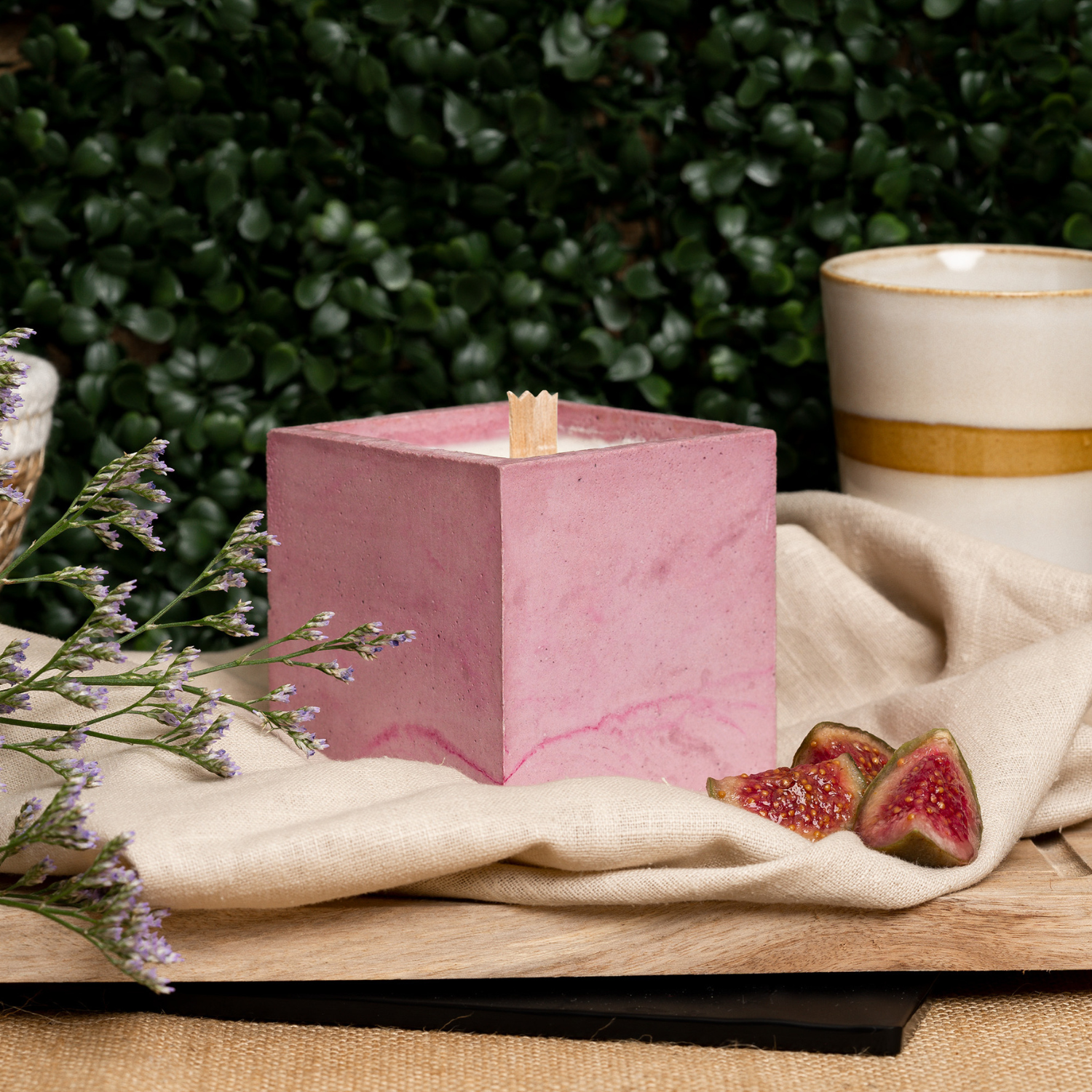 Bougie Cube - Béton Rose