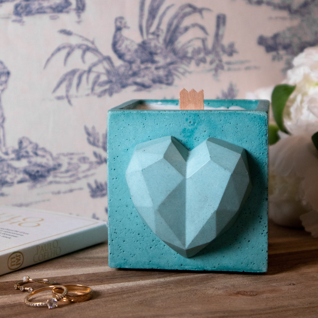Bougie Love - Béton Turquoise