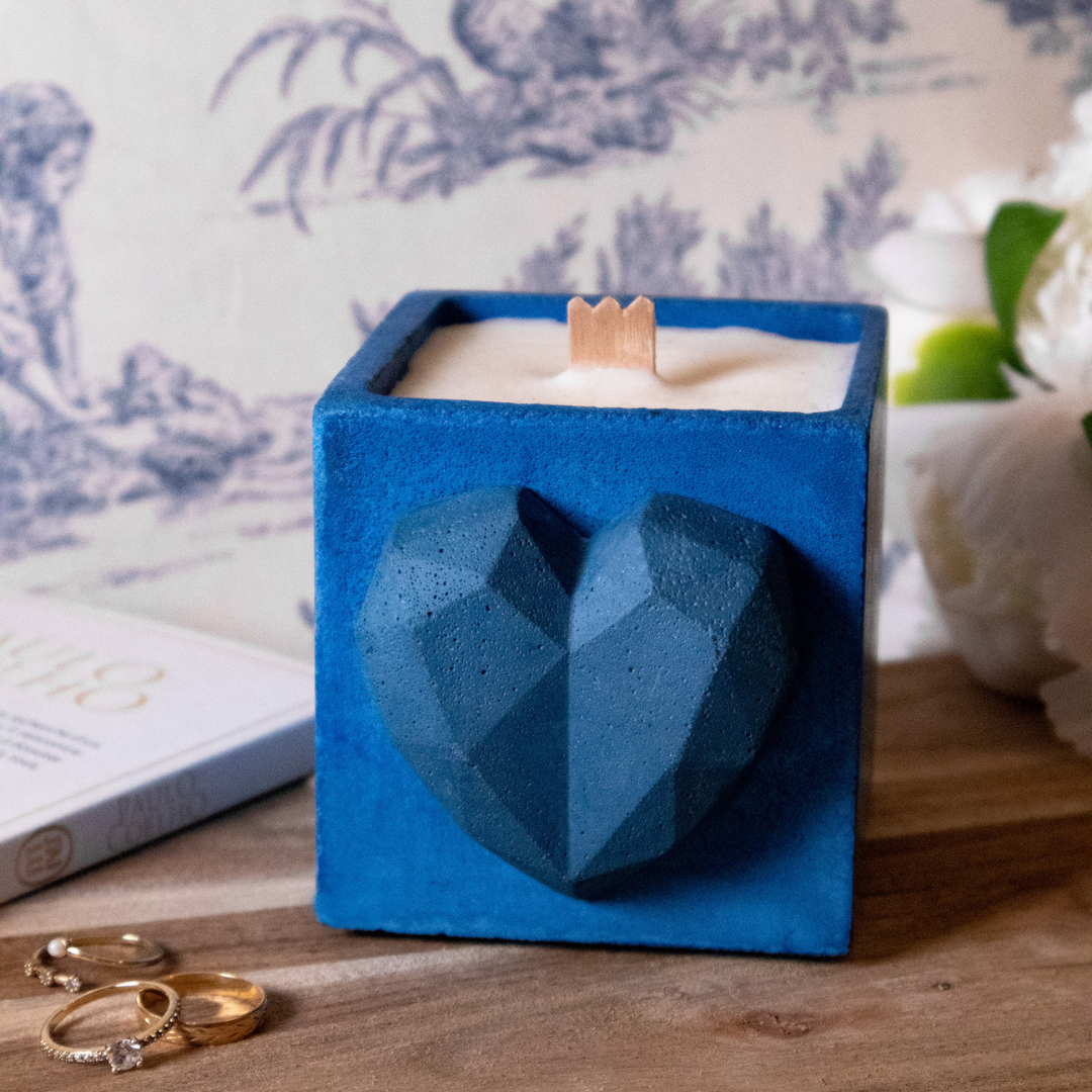 Bougie Love - Béton Bleu Pétrole