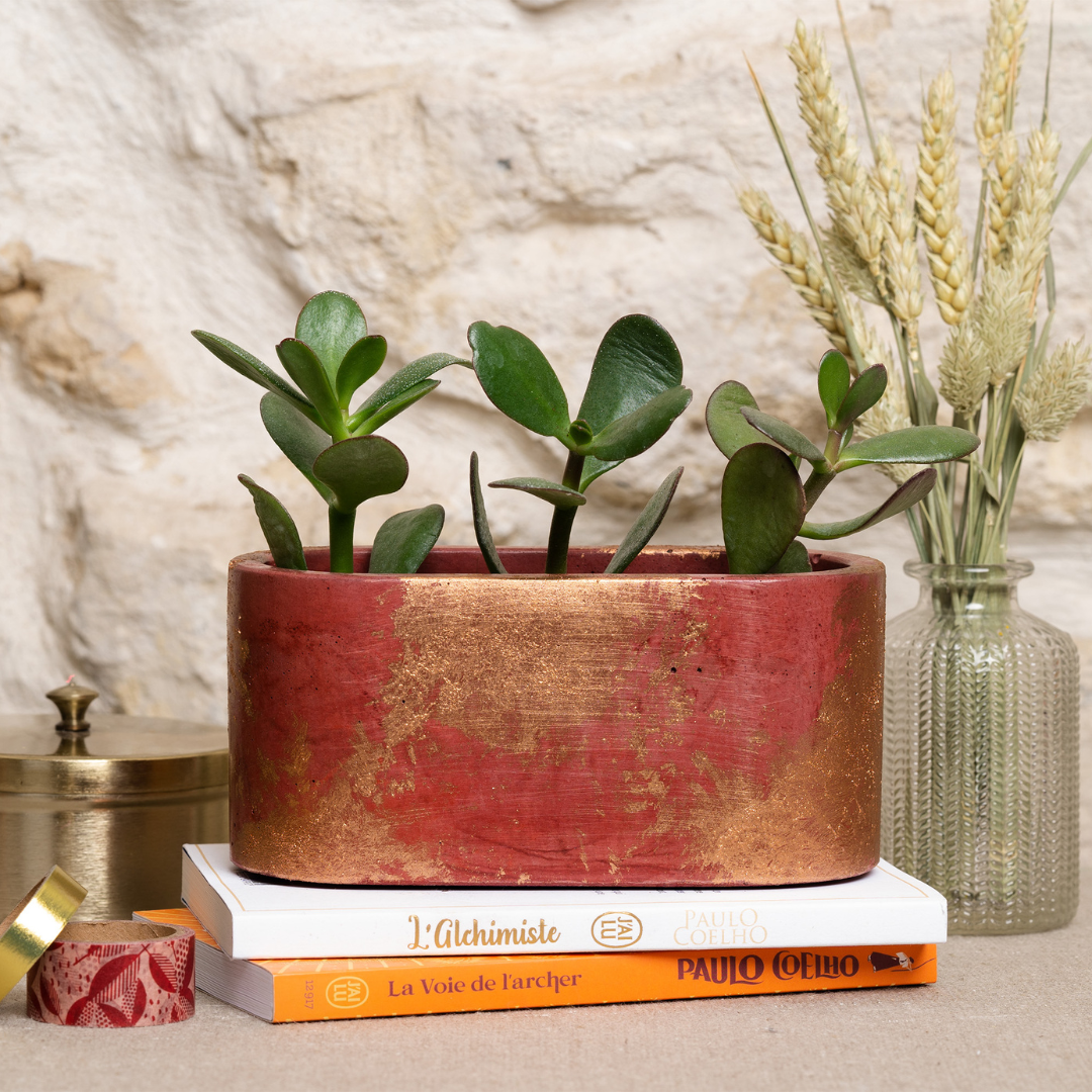 Mini jardinière - Béton Terracotta Patine Cuivrée