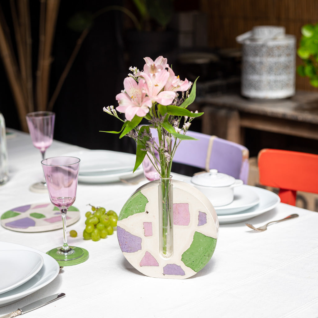 Soliflore - Béton Fragmenté lilas, rose et vert