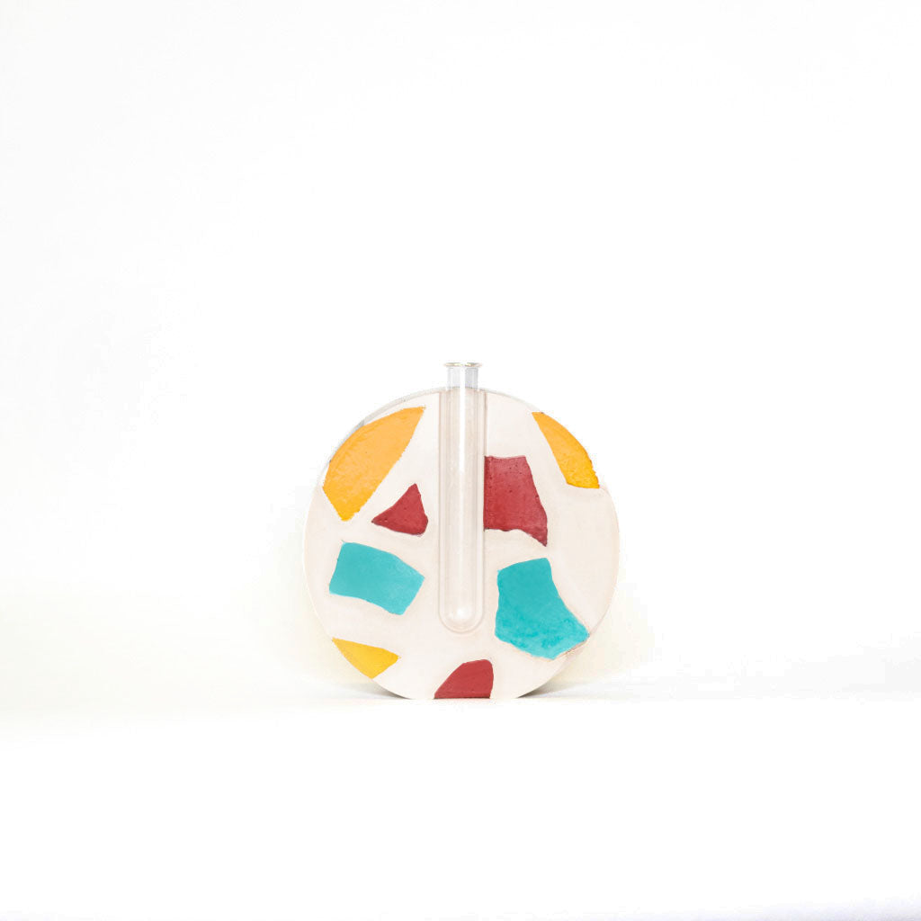 Soliflore - Béton Fragmenté terracotta, jaune et turquoise