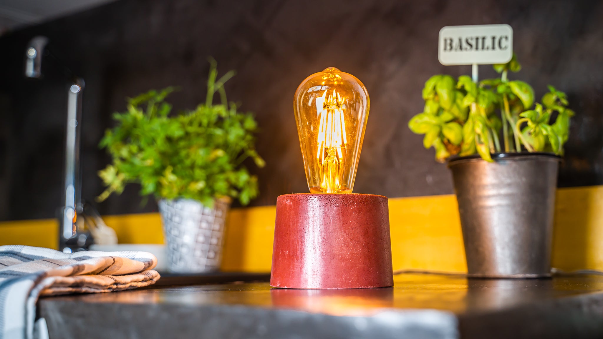 Lampe Cylindre - Béton Brique