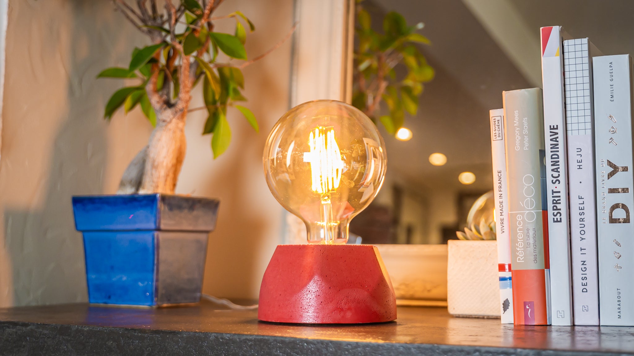 Lampe Hexagone - Béton Brique