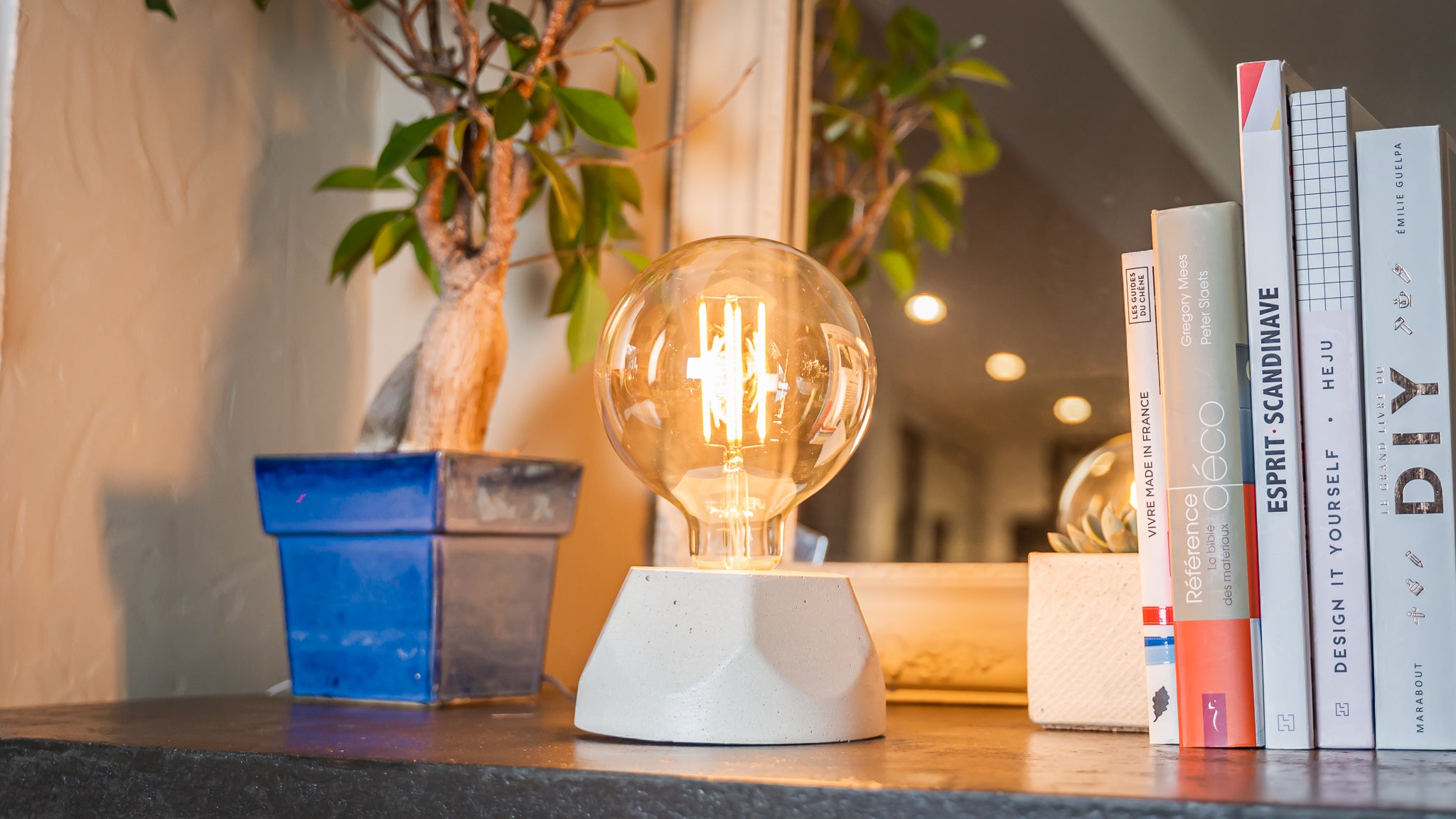 Lampe Hexagone - Béton Beige