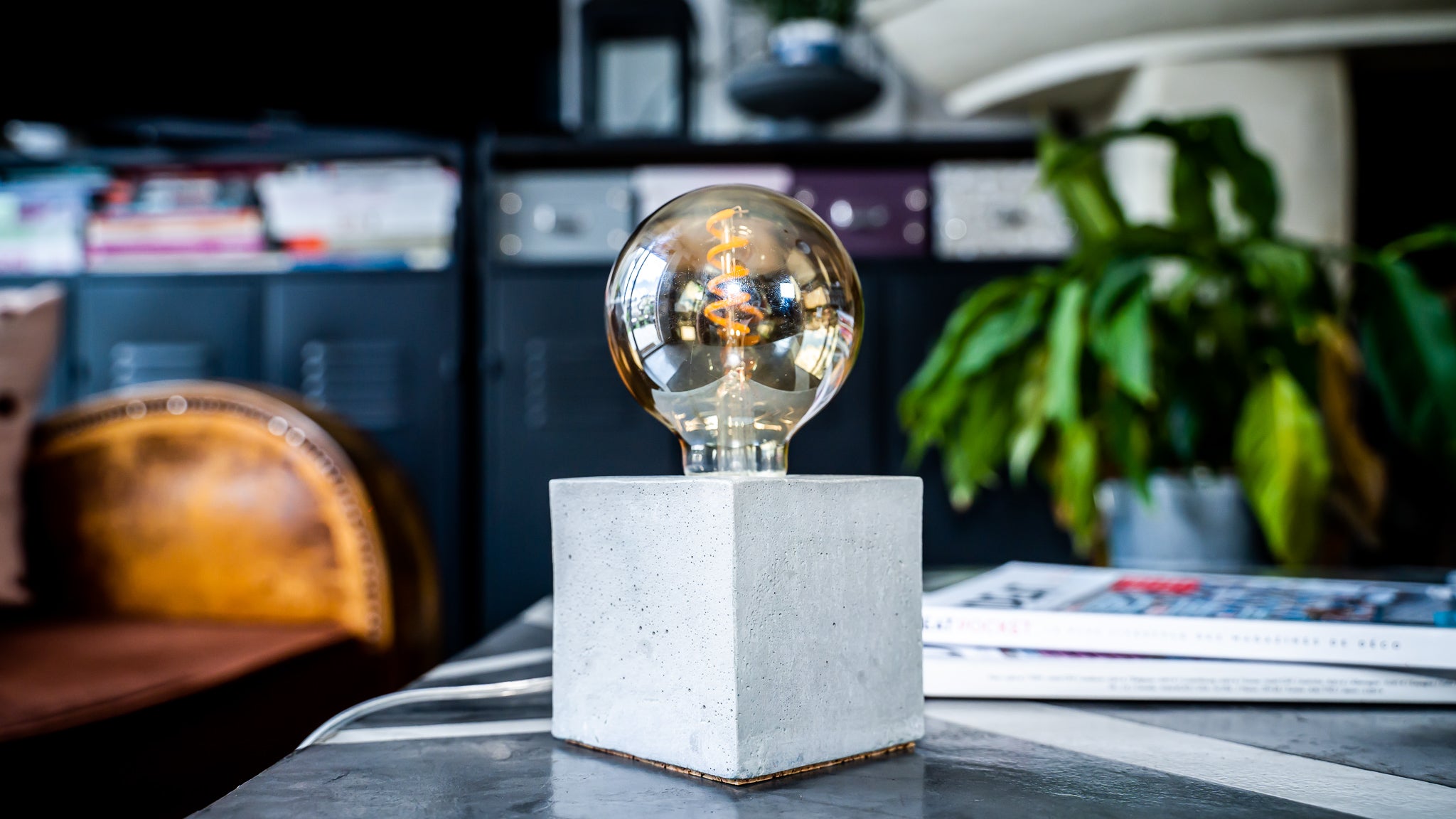 Lampe Cube - Béton Beige