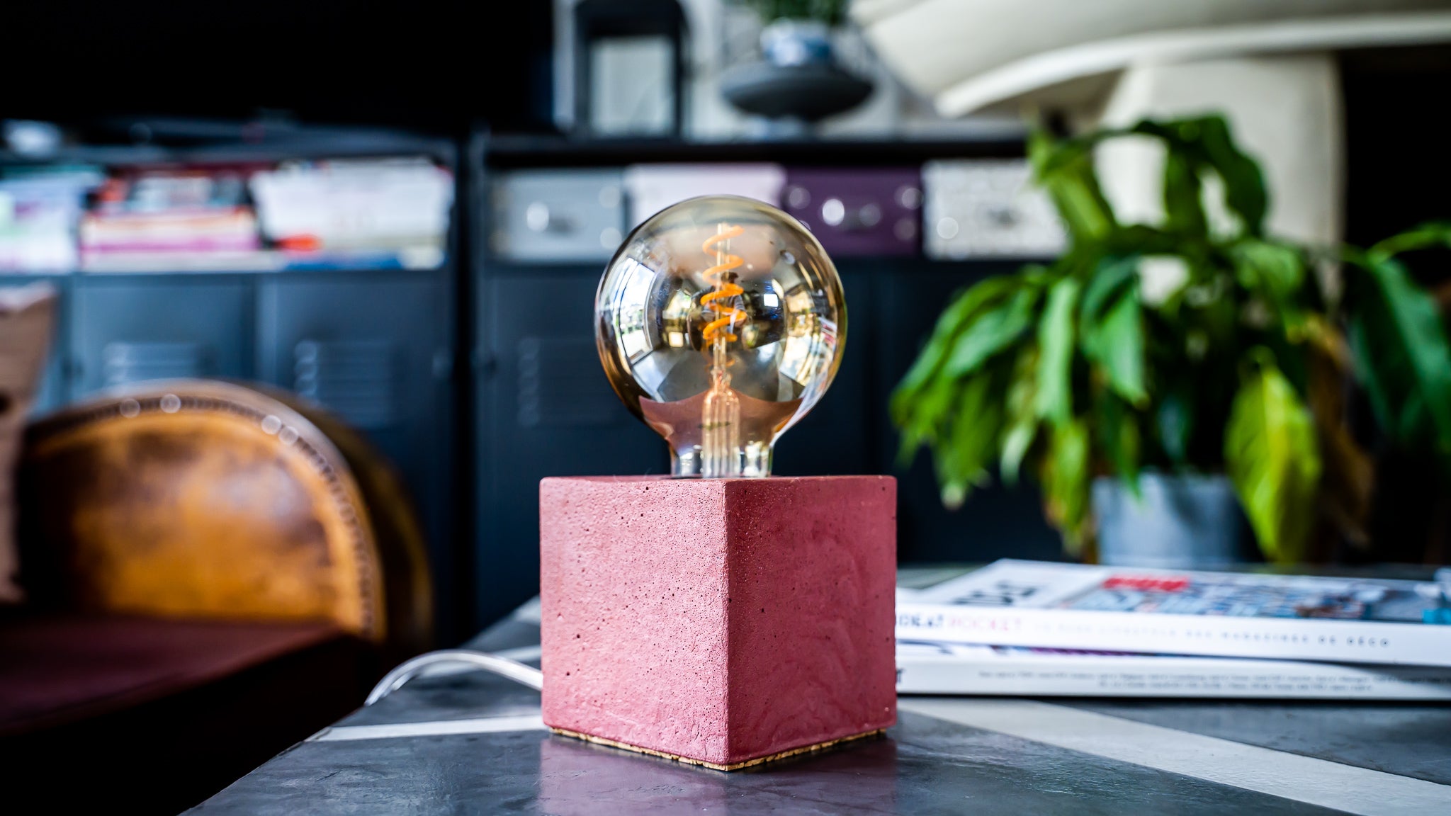 Lampe Cube - Béton Brique