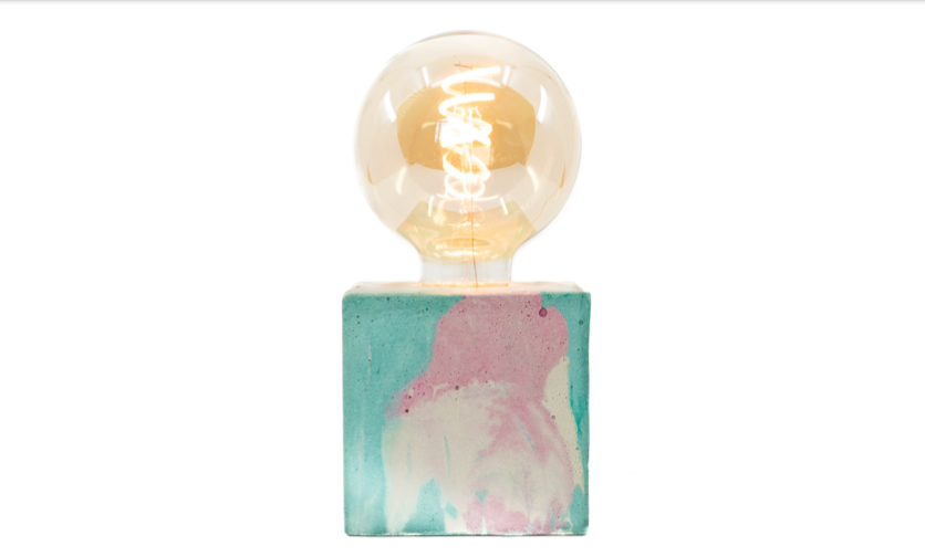 Lampe Tie&Dye - Béton Rose et Turquoise