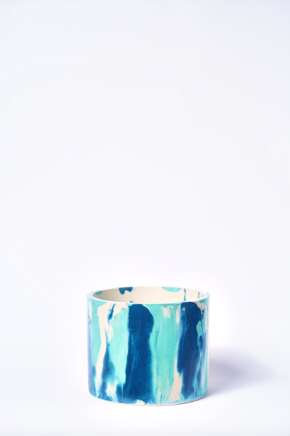 Cache-pot XXL Tie&Dye - Béton Bleu Pétrole et Turquoise