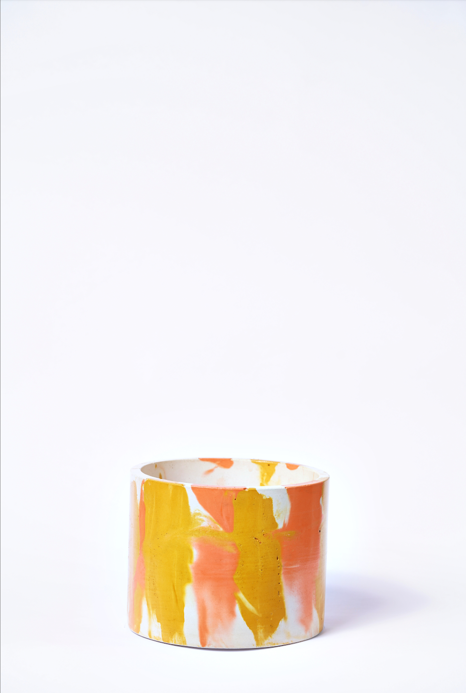 Cache-pot XXL Tie&Dye - Béton Orange et Jaune