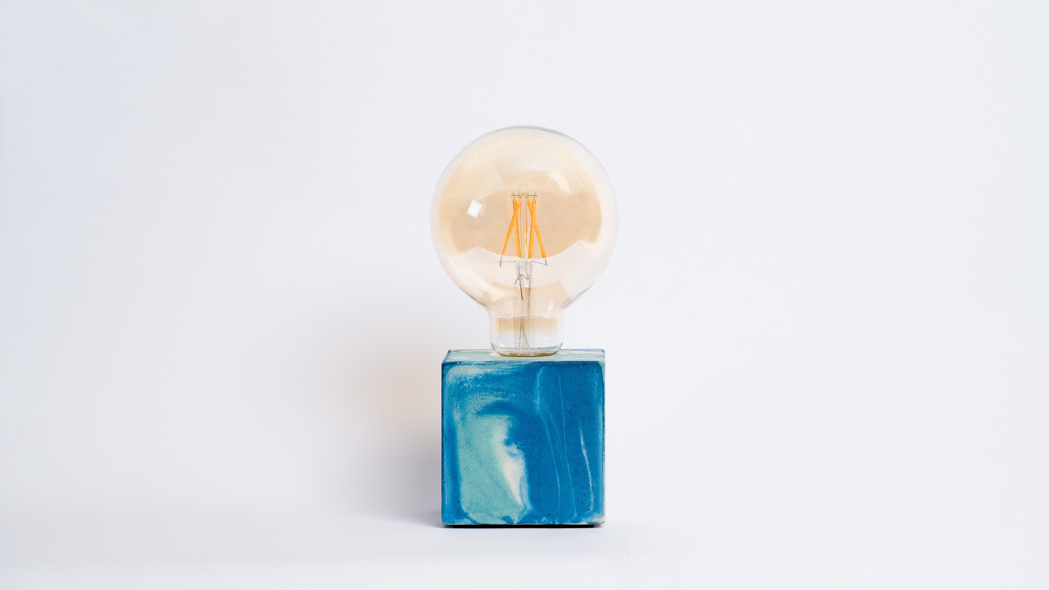 Lampe Tie&Dye - Béton Bleu Pétrole et Turquoise