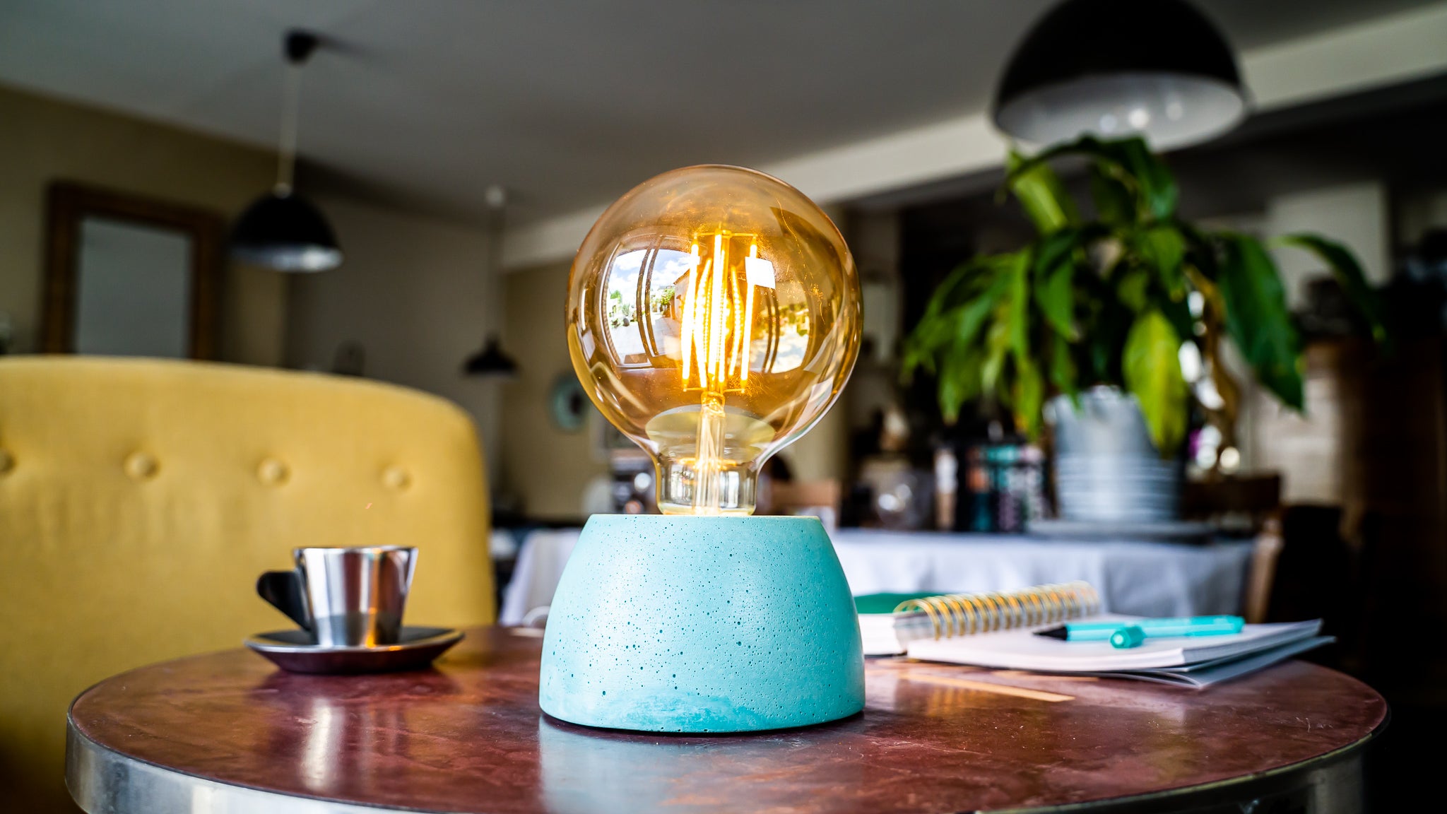 Lampe Dôme - Béton Turquoise