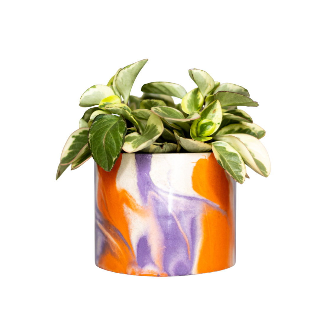 Cache-pot Tie&Dye - Béton Lilas et Orange