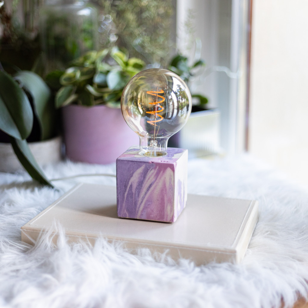 Lampe Tie&Dye - Béton Rose et Lilas