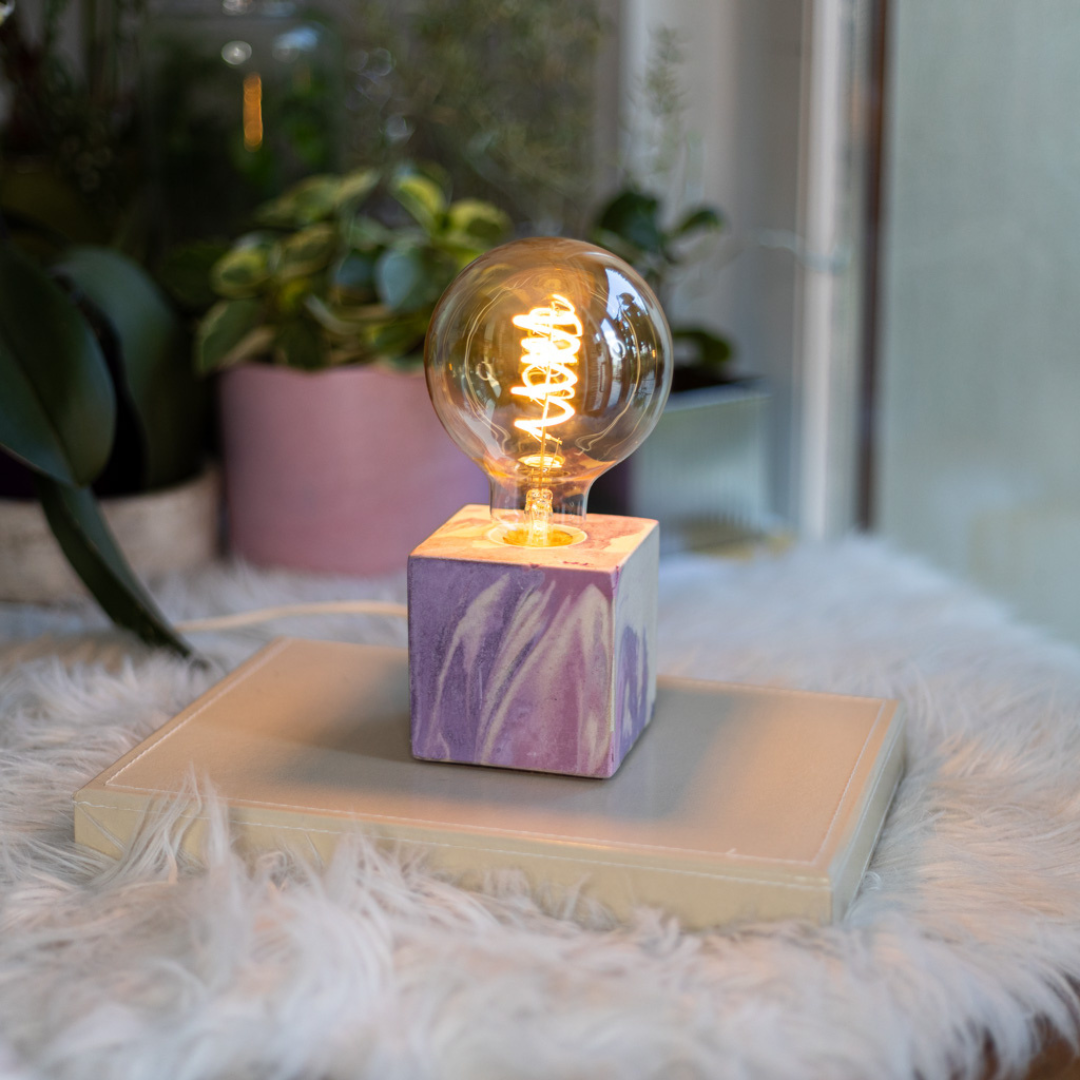 Lampe Tie&Dye - Béton Rose et Lilas