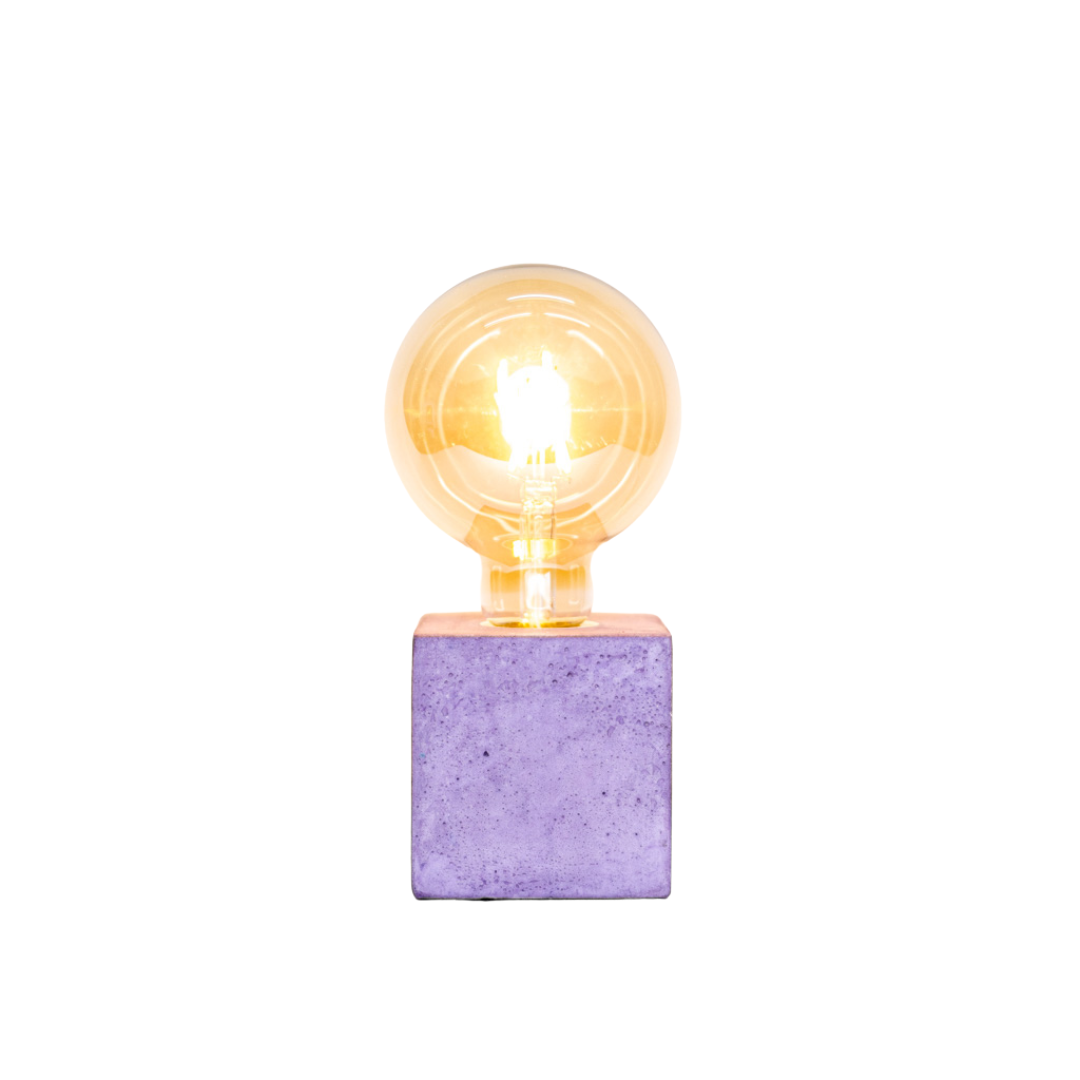 Lampe Cube - Béton Lilas