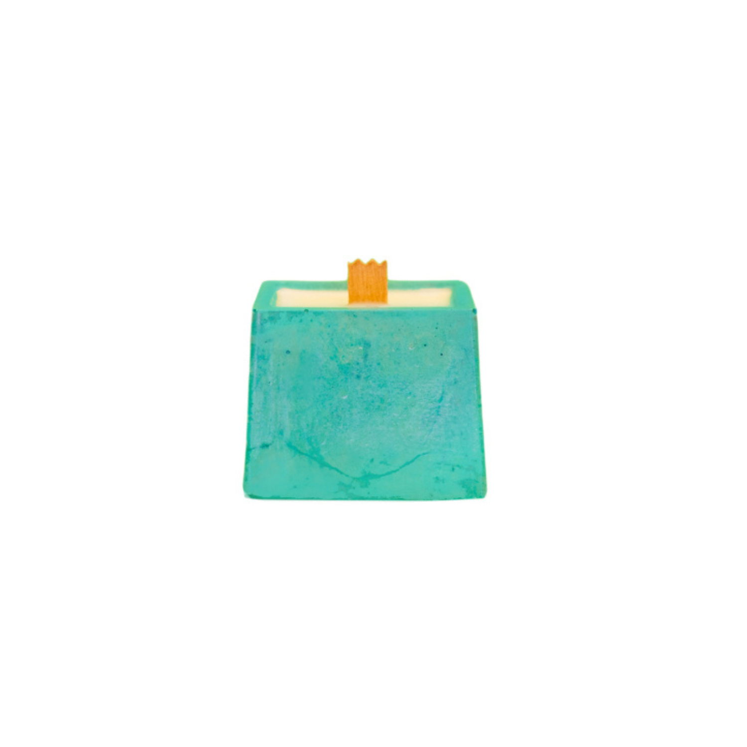 Bougie trapèze - Béton turquoise
