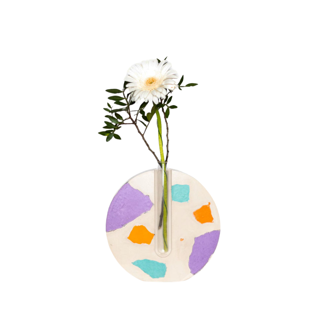 Soliflore - Béton Fragmenté lilas, orange et turquoise