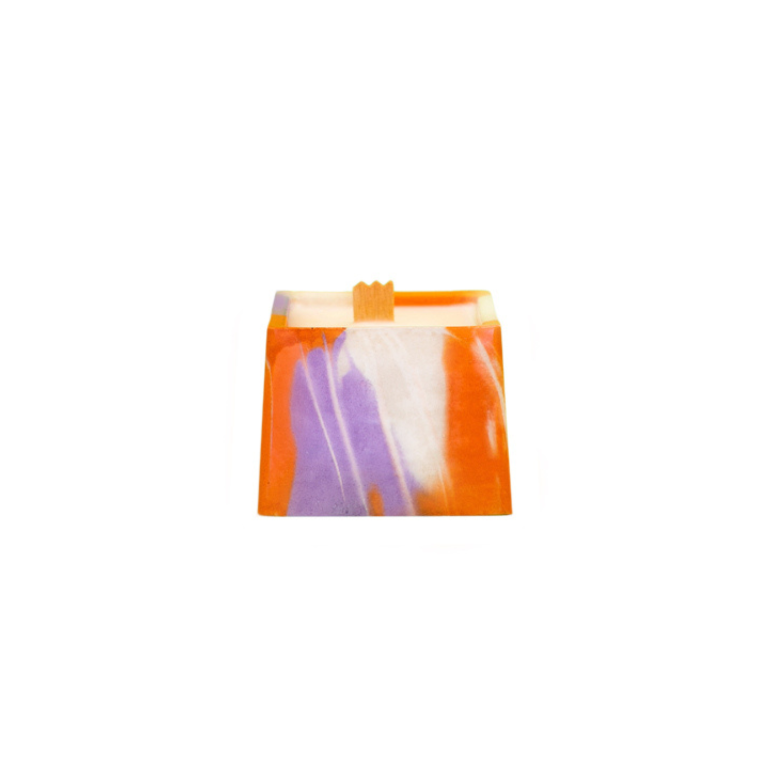 Bougie trapèze - Béton Tie&Dye orange et lilas