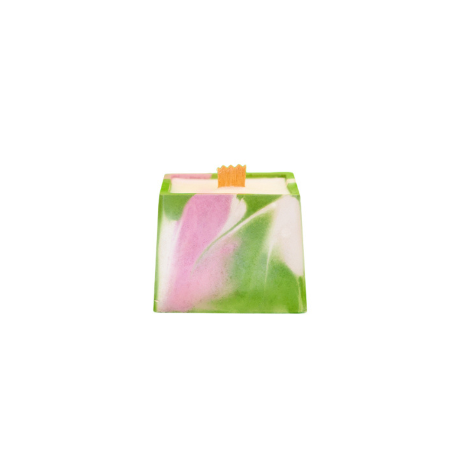Bougie trapèze - Béton Tie&Dye vert et rose