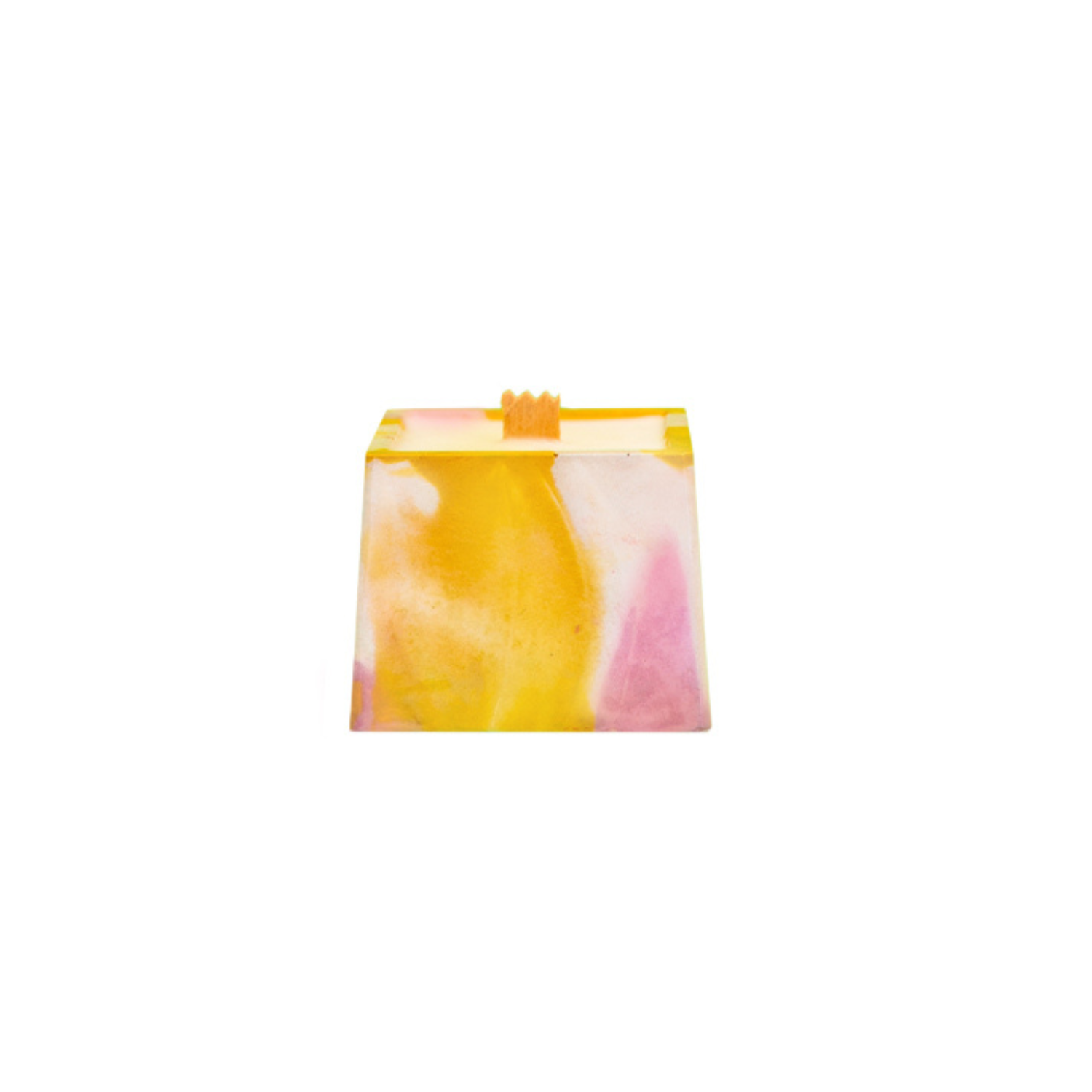 Bougie trapèze - Béton Tie&Dye jaune et rose