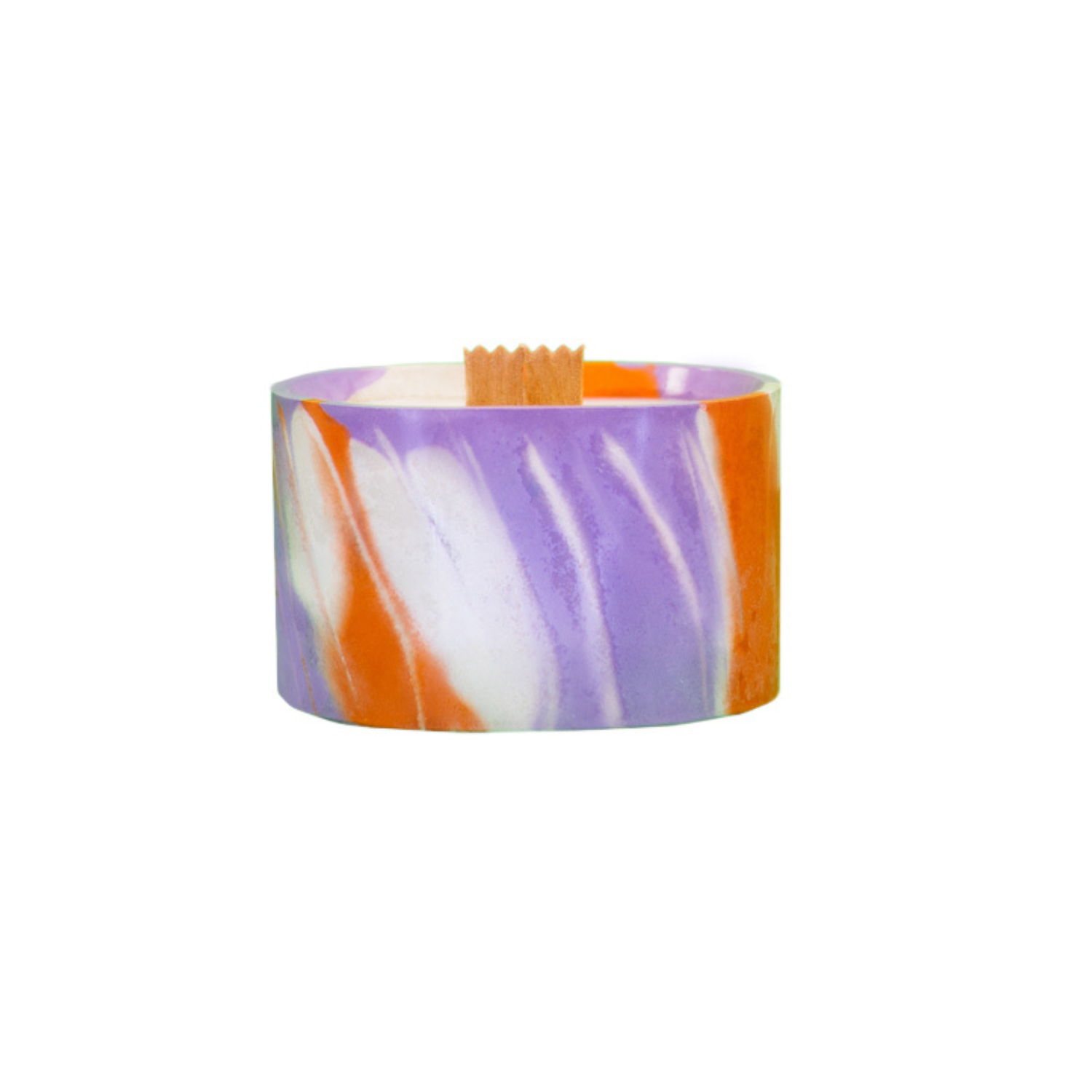 Bougie ovale - Béton Tie&Dye orange et lilas