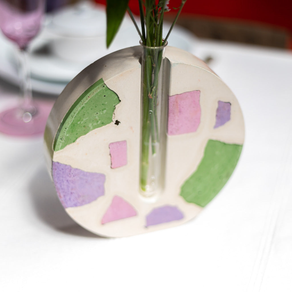 Soliflore - Béton Fragmenté lilas, rose et vert