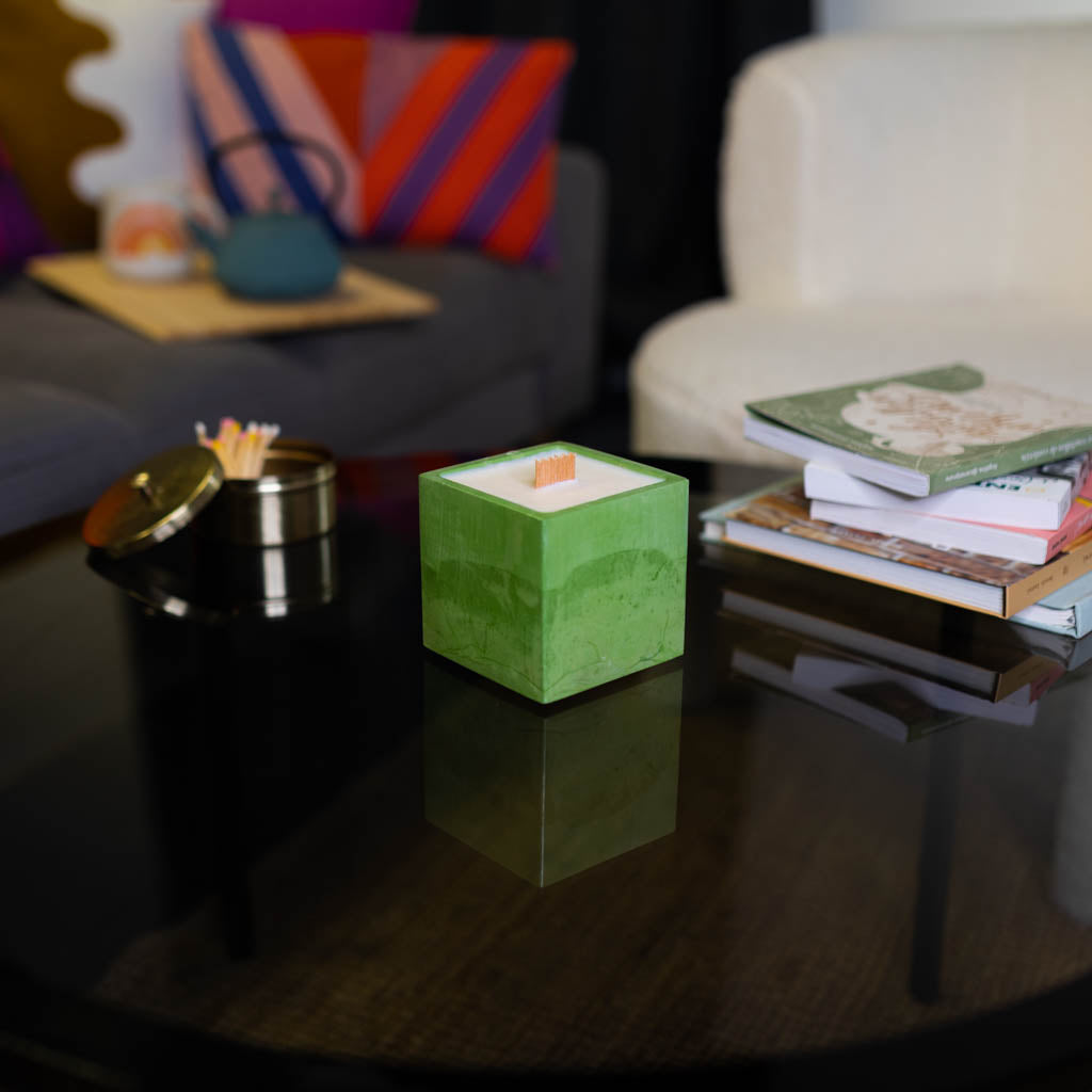 Bougie cube xxl - Béton Vert