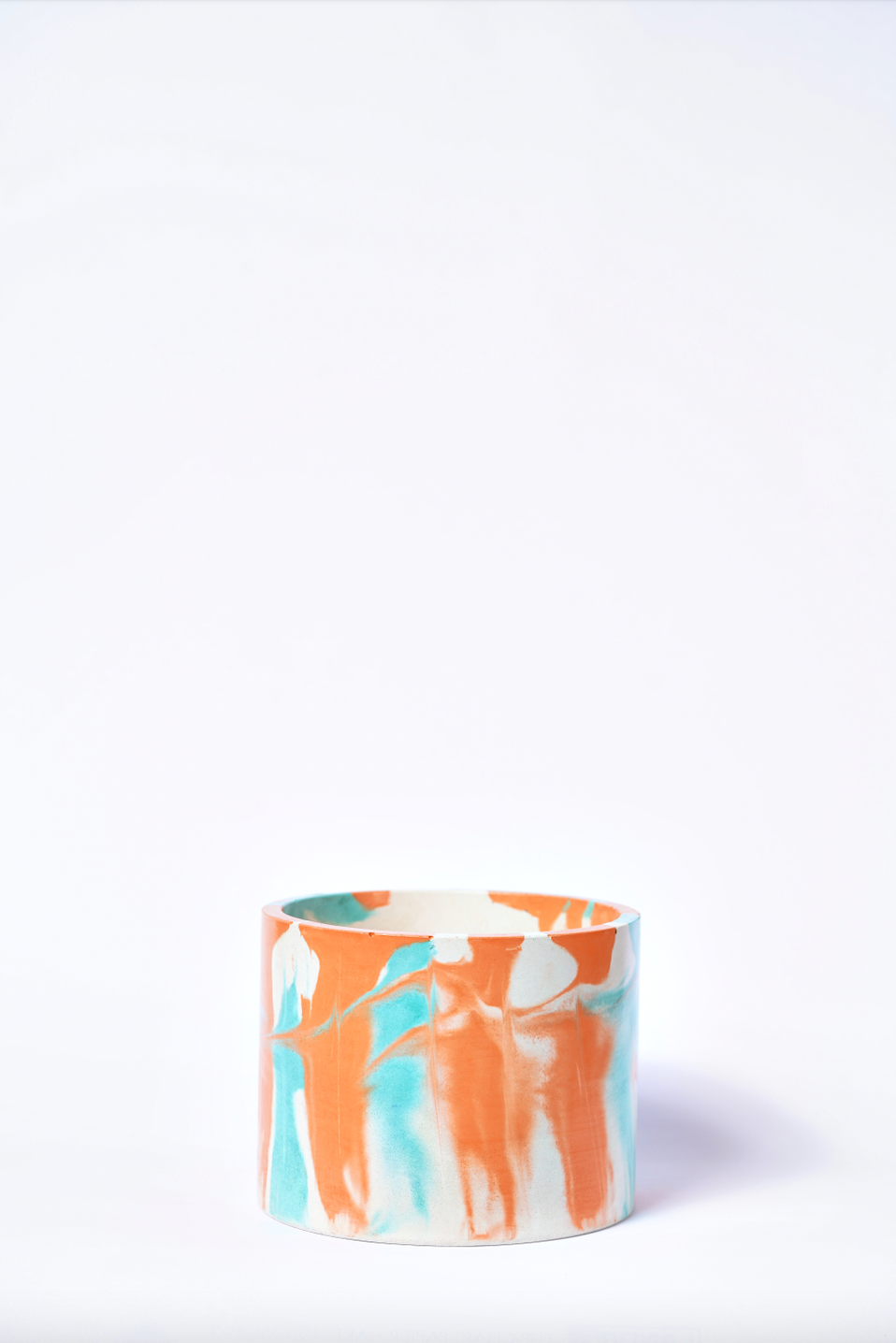 Cache-pot Tie&Dye - Béton Orange et Turquoise