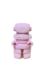 Figurine Robot - Béton Rose