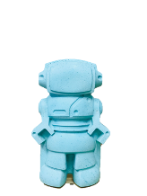Figurine Robot - Béton Turquoise